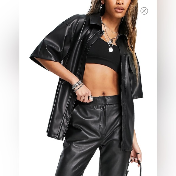 Topshop Tops - Topshop Faux leather Shirt
